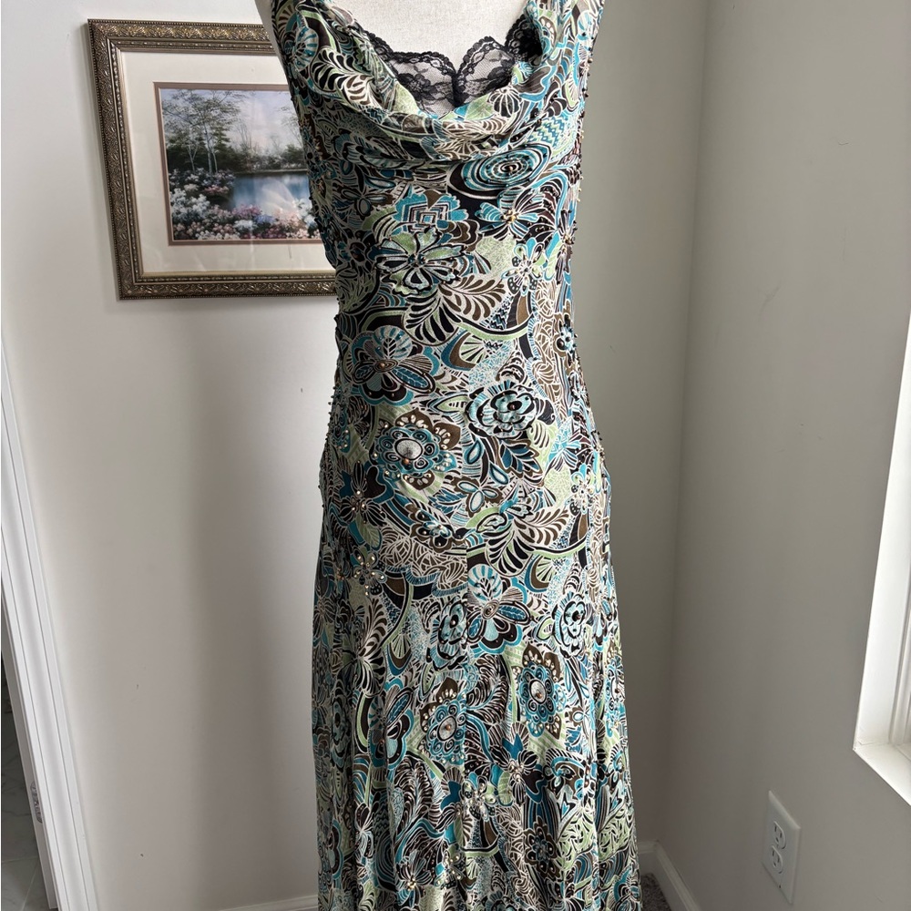 100% Silk Beaded Assymetrical Dress